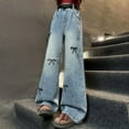 thumbnail image 5 of Cute Baggy Jeans for Teen Girls Wide Leg Jeans Elastic Waist Denim Pants Y2𝐊 Hip Hop Streetwear Kids Distressed Jeans, 5 of 9