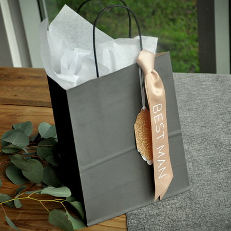 Best Man Gift Bag (Qty. 1). Gray Gift Bags with Tags. Groomsman Gift Bag. (Groomsman Vs Best Man)