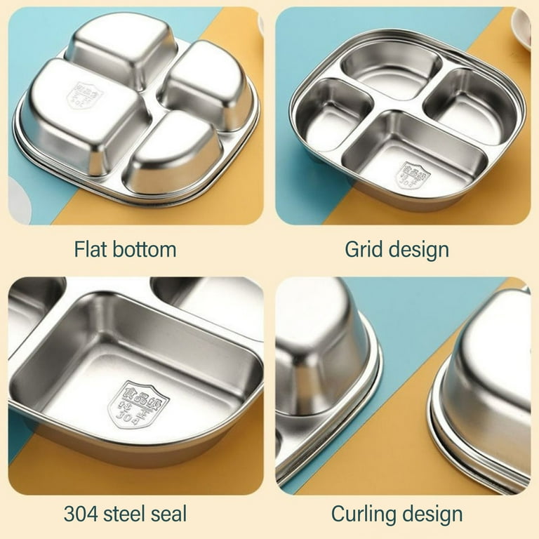 Stainless Steel Divided Plates, Kids Toddlers Babies Tray, Diet