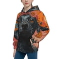 thumbnail image 2 of Fotbe Sunflower Black Dog Pattern Youth Pullover Hooded Sweatshirt, Boys Hoodie, Kangaroo Pocket Hoodie for Kids Girls -Large, 2 of 6