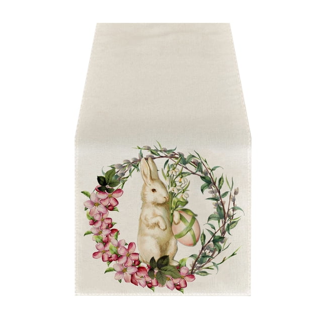 Easter Table Flag Digital Printing Linen Table Mat Rabbit Eggs Party Adornment Tablecloth