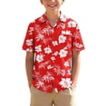 thumbnail image 2 of Xdegoge Boys Hawaiian Floral Printed Shirts Tropical Button Up Short Sleeve Tops Casual Holiday Beach Summer Tees, 2 of 8