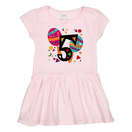 

Inktastic Fifth Birthday Cinco De Mayo- Maracas Gift Toddler Girl Dress