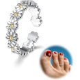 thumbnail image 1 of shiyou-1-2 Pcs Toe Rings for Womens 925 Sterling Silver Adjustable Cubic Zirconia Daisy Flower Open Cuff Simple Toe Ring Set Beach Foot Jewelry for Summer, 1 of 4