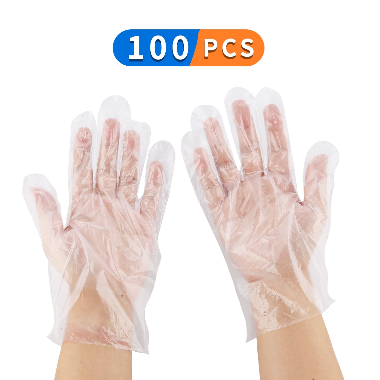 100 Pieces Food Grade Disposable Gloves Transparent Plastic Dining Use 