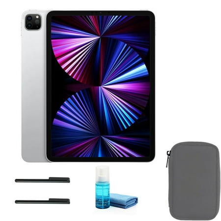 Apple iPad Pro 11 Inch M1 Chip ( 128GB, Silver, Wi-Fi Only) with Gray Sleeve (New-Open Box)