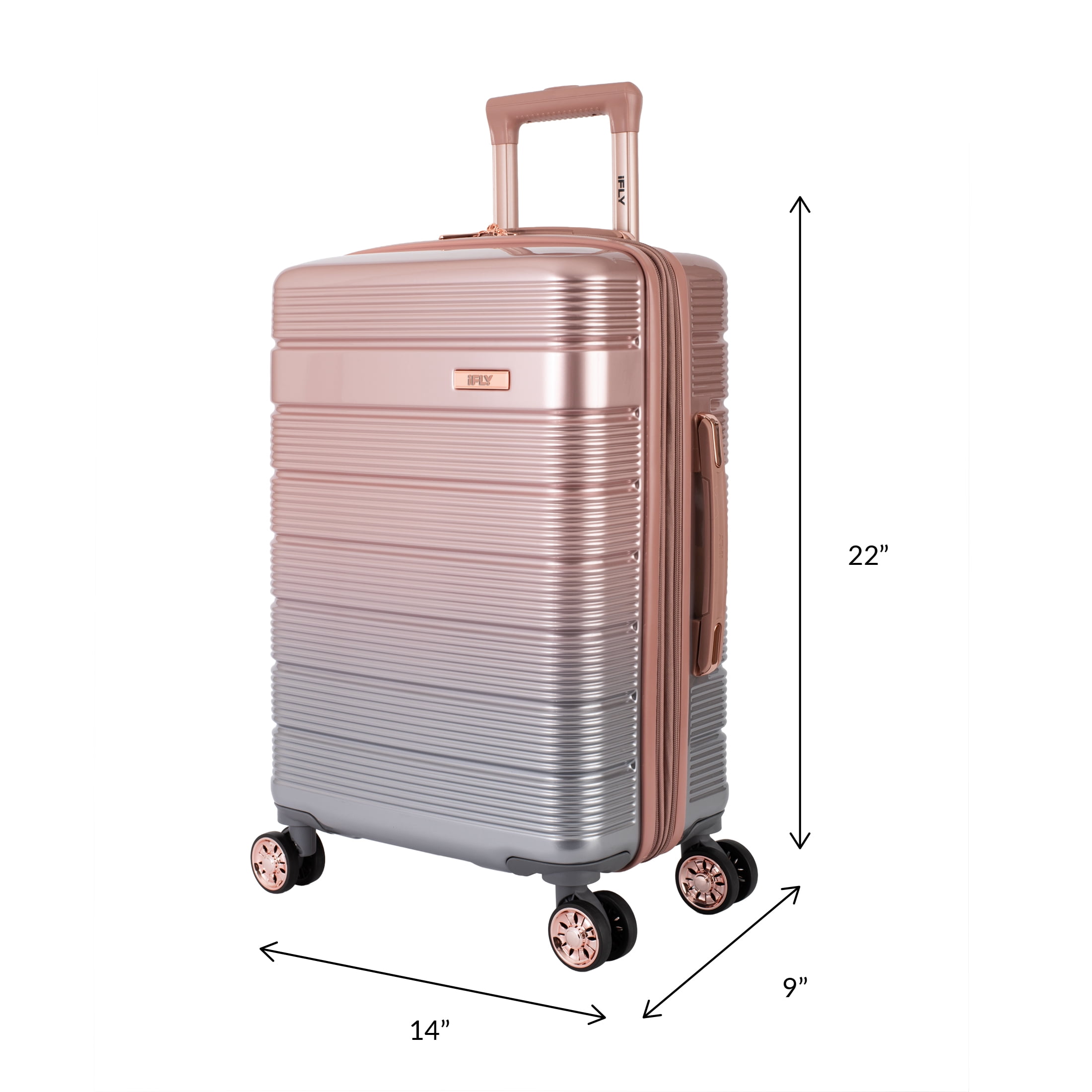 iFLY Spotlight 24" Medium Checked Hardside Luggage – Rose Gold Ombre