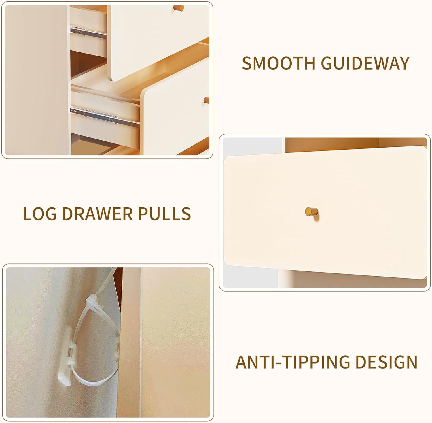 Baby Changing Table Dresser with Removable Nappy Tray, Lattice Cabinets - Cuoote 6 Drawer Nursery Dresser, Diaper Changing Station for Nursery, Living Room (Nude Pink)