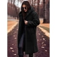 thumbnail image 6 of Women'S Winter Casual Single Button Hooded Long Coat Wool Blend Trench Style Outerwear Jacket, 6 of 7