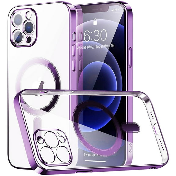 MagSafe Compatible Electroplated Transparent TPU Case for iPhone 15 Pro - Purple