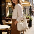 thumbnail image 4 of Leather Tote Bag For Women Large Capacity Shoulder Bag Casual Work Purse Handbag Office Travel White, 4 of 6