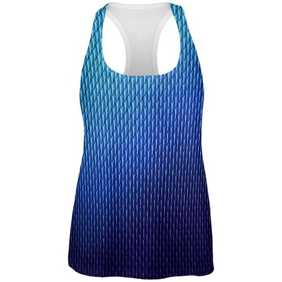 Halloween Blue Ice Dragon Scales Costume All Over Womens Work Out Tank Top Multi MD