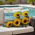 thumbnail image 4 of Spring Sunflowers Outdoor Waterproof Pillow Covers, Yellow Floral Turquoise Farmhouse Wood Grain Decorative Square Throw Pillowcase Sofa Cushion Sham for Patio/Couch/Chair, 20"x20" 2 Pack, 4 of 8