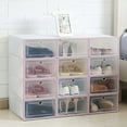 thumbnail image 2 of Becaristey 1pcs Foldable Clear Plastic Home Shoe Box Organiser Drawer Stackable Storage Box whit, 2 of 6