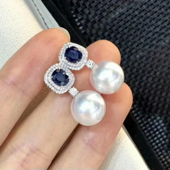 Elegant 925 Silver Drop Earring Cubic Zircon Wedding Anniversary Jewelry A Pair