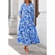 thumbnail image 2 of Vestido PRETTYGARDEN 2025 Floral Azul Maxi Manga Larga Talla L, 2 of 8