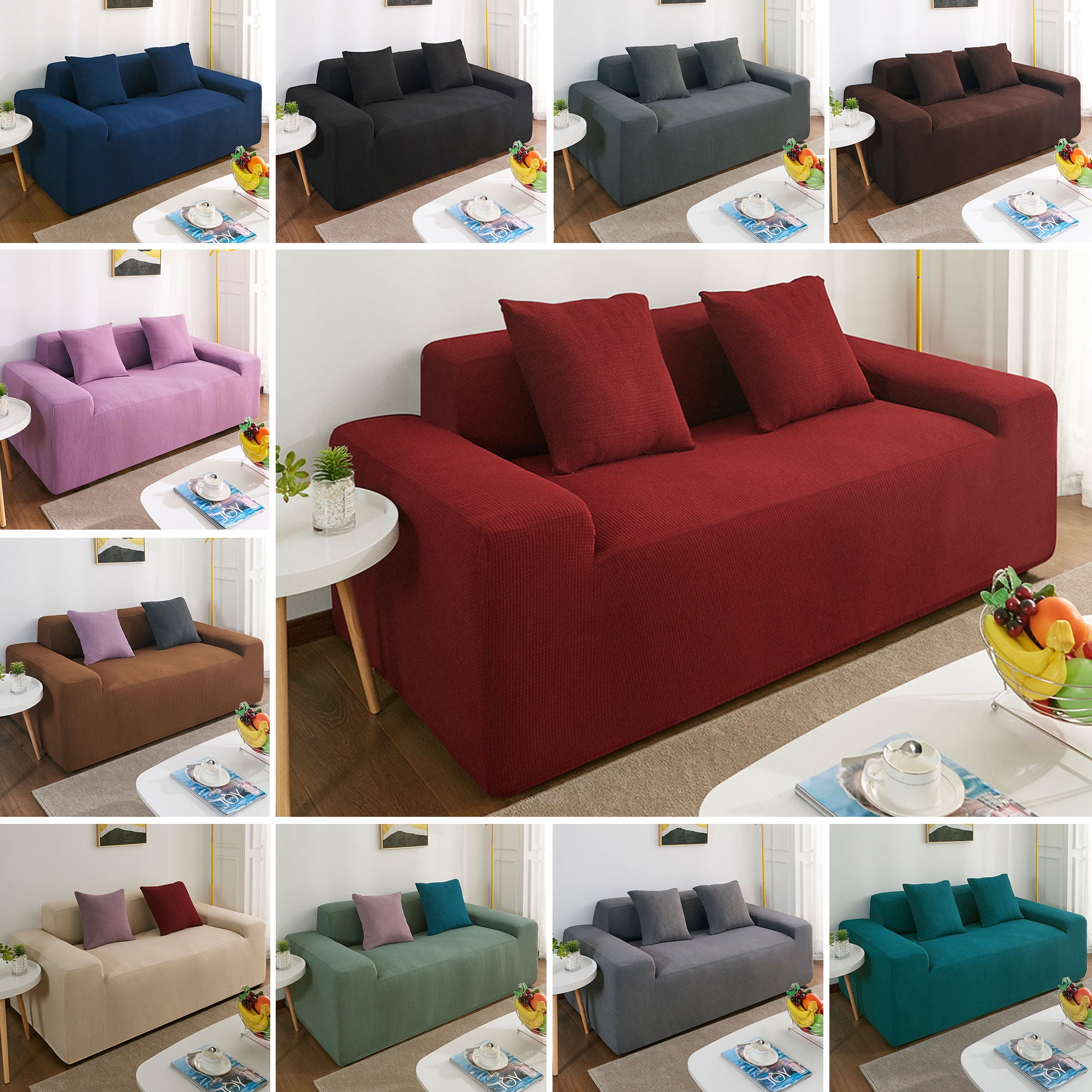 11 Colors 1 2 3 4 Seats Pure Color Stretch Elastic Slipcover Sofa Cover Couch 