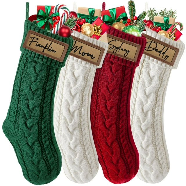 Calcetín navideño Stepspace personalizado, 18.5 pulgadas, 4 piezas