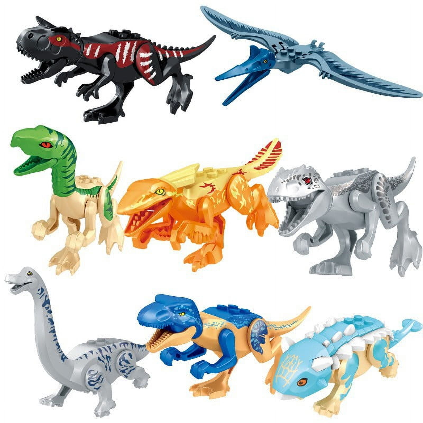Dinosaur Jurassic Set World Park 3 Model Building Blocks White T Indominus Rex Dino Breakout 8pcs Mosasaurus Velociraptor Animal