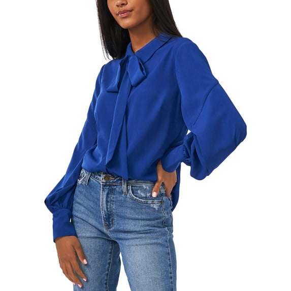 Riley & Rae Womens Camille Tie Neck Work Blouse