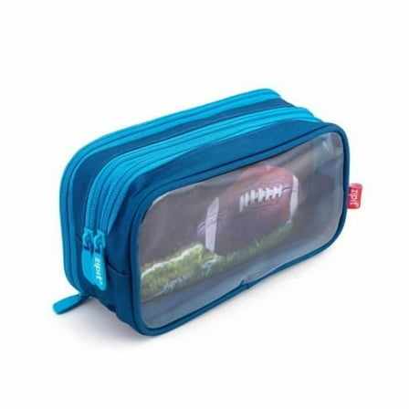 ZIPIT 3 Pocket Pencil Case Pouch Football Blue