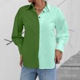 thumbnail image 2 of IROINNID Reduced Women's Long Sleeve V-Neck Shirts Daily Printing Stitching T-Shirt Long Sleeve Blouses Tops,Green, 2 of 7