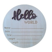 Large 5.91inch Round Welcome Sign Wooden Baby Name Sign Props for Newborns Photography and Birth Announcement