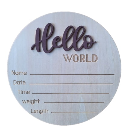 Large 5.91inch Round Welcome Sign Wooden Baby Name Sign Props for Newborns Photography and Birth Announcement