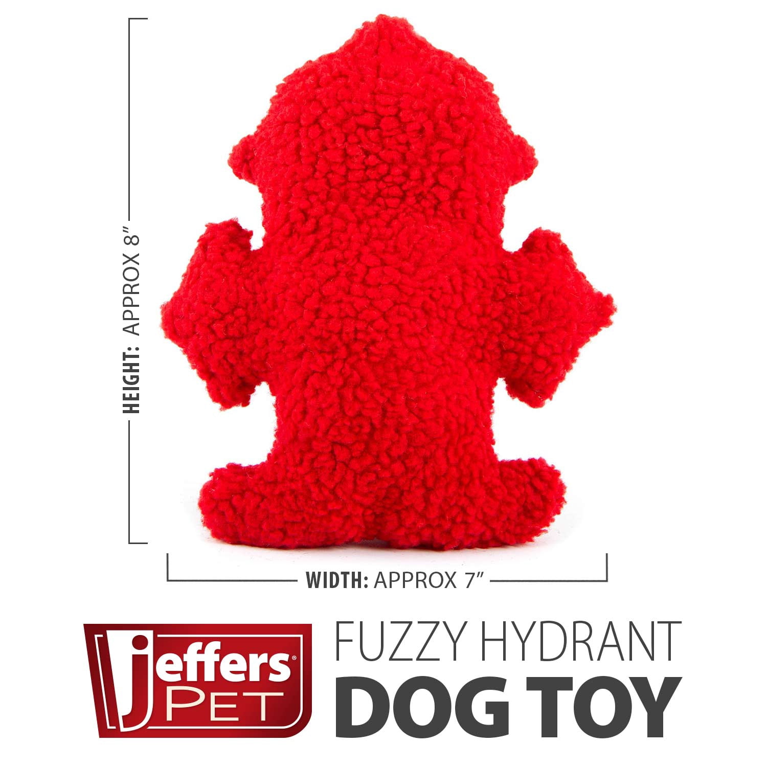 Jeffers Plush Squeaky Dog Toy, Fire Hydrant Shape, 8 Inch, Red