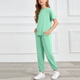 thumbnail image 5 of WELOIJEVBE Girls Summer Outfits Sets Fashion Short Sleeve T-Shirts Top and Pants for Child Girls Size Girls Clothes 9-10 Years, 5 of 6