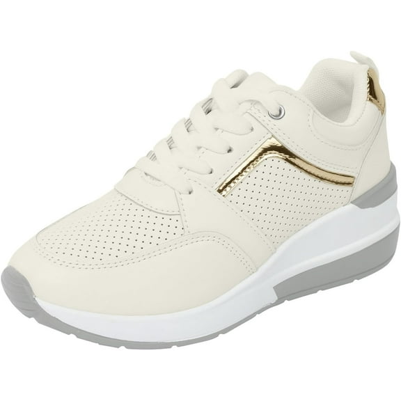 Women's  Wedge Sneakers - Foot arch pad & Breathable for Walking, Travel, and Daily Comfort