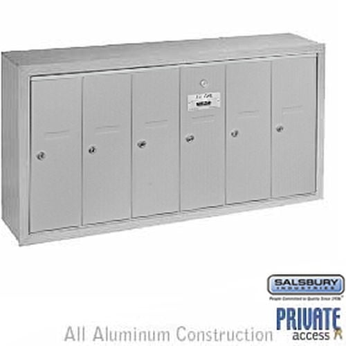 Vertical Mailbox (Includes Master Commercial Lock) - 6 Doors - Aluminum - Surface Mounted - Private Access