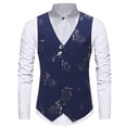 thumbnail image 1 of Mens Paisley Business Suit Vests Print Single Breasted Suit Vest Lapel Casual Formal Dress Waistcoat for Wedding Party, 1 of 3