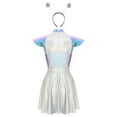 thumbnail image 4 of TiaoBug Womens Space Alien Cosplay Costume Outer Space Cutie Metallic Cap Slevee Dress with Hairhoop Blue 4XL, 4 of 7