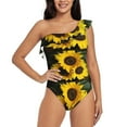 thumbnail image 2 of Yiaed Japanese Were Blossoming Print Women One Piece Swimsuits Tummy Control One Shoulder Bathing Suits Pattern Ruffle Swimwear-Medium, 2 of 8