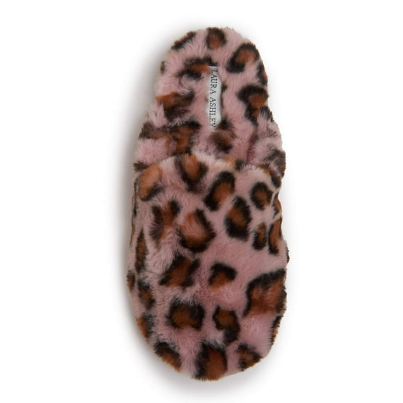 Zapatillas Laura Ashley Scuff de felpa con estampado animal para mujer, rosas