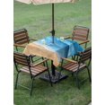 thumbnail image 4 of Outdoor Tablecloth with Umbrella Hole for Patio/Picnic/Party/Camping, Blue Coastal Beach Waterproof Table Cloth Square Cover Washable, Summer Nautical Ocean Beige Seaside (54"x 54"), 4 of 8