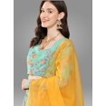 thumbnail image 6 of Janasya Women's Sky Blue Georgette Digital Floral Printed Lehenga Choli With Dupatta, 6 of 8
