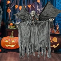 Flying Skeleton Ghost Hanging Decoration, Battery-Powered Animated Halloween Prop with Flapping Wings for Doorway Scare (Style E)