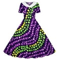 thumbnail image 4 of Vestido de manga corta con cuello vuelto para niñas Vestido elástico de manga corta para niñas Vestido skater con volantes de corte A Vestido de recital escolar Vestido de manga corta con cuello vuelt, 4 of 6
