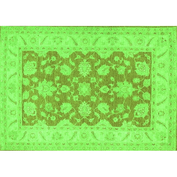 Ahgly Company Indoor Rectangle Oriental Green Traditional Area Rugs, 5' x 8'
