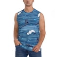 thumbnail image 2 of Picia Sharks on White Blue Striped mens Cotton Tank Undershirts , Moisture-wicking Ribbed Tanks, Lightweight Cotton Tank Undershirts-Medium, 2 of 8