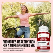 Iron Booster - Dietary Supplement for Women with Vitamin C, B12 & Folic Acid - Boost Red Blood Cell Production- Best Iron Supplements for Anemia - Raw Iron Vitamins 60 Capsules