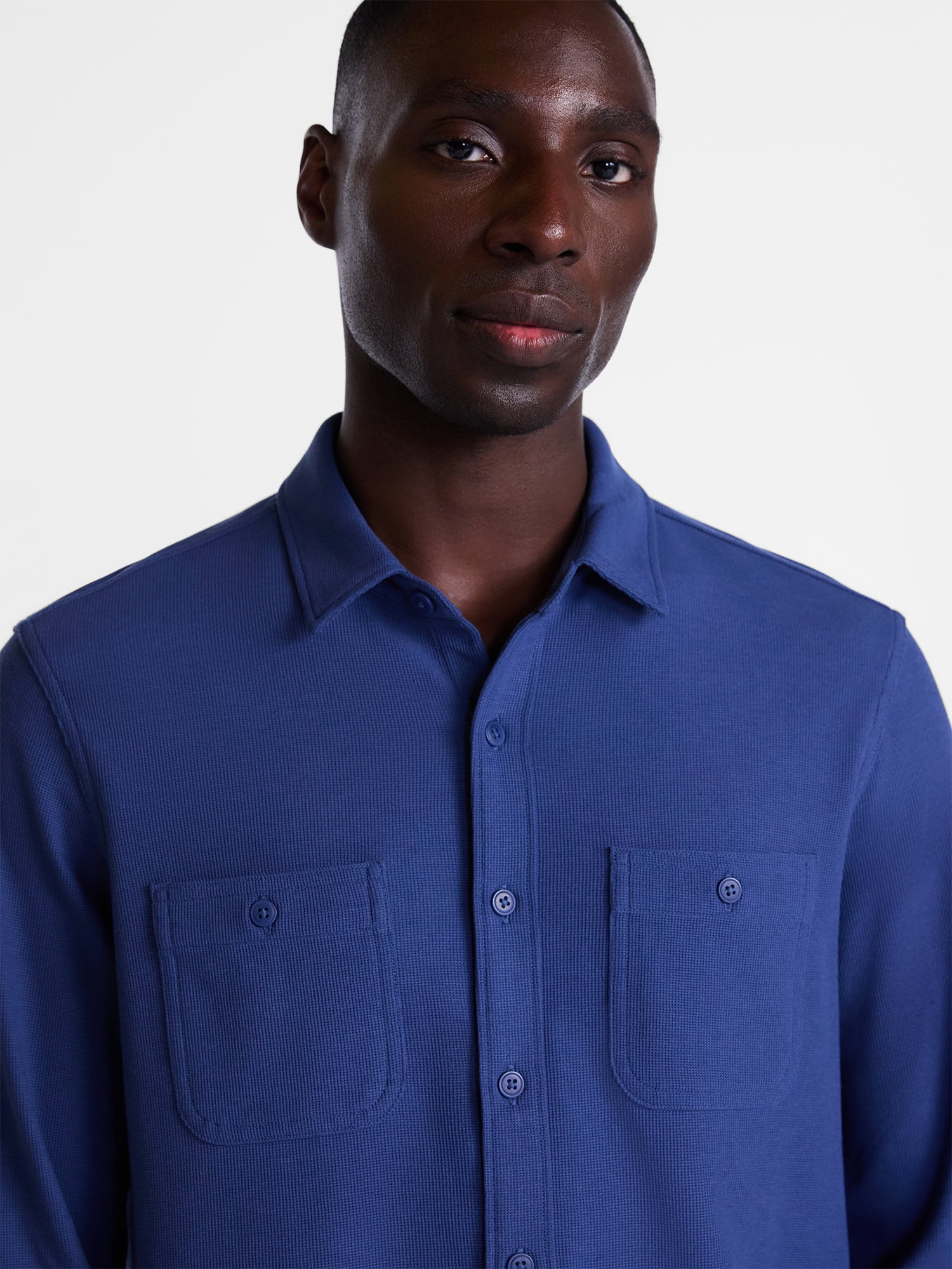 George Men's Waffle Knit Shirt with Long Sleeves, Sizes S-5XB