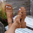 thumbnail image 2 of Xucatan Women's Chunky Platform Sandals, Round Toe Open Toe Slides with Thick Sole and Buckle Ankle Strap, Faux Leather Multi Strap Beach Shoes, Versatile Summer Casual Footwear Gift, 2 of 9