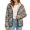 Camo Bow Print, variant on Western Desert Print Women's Fuzzy Shearling Lined Coat Snap Front Long Sleeve Warm Outerwear with Side Pockets, Casual Fall Winter Cowboy Style Jacket for Daily Wear