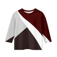 thumbnail image 3 of CCRFTGI Girls Tops Size 13-14 3/4 Sleeve Shirts Fall Cute Wine Shirts Kids Crewneck Size 10-12 Ribbed Knit Tshirt Trendy Plain Tween Girls Color Block Clothes Wine 13-14 Years, 3 of 4
