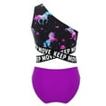 thumbnail image 2 of YONGHS Kids Girls 2PCS Bikini Sets Swimsuit One Shoulder Floral Crop Top with Bottoms Swimwear Purple Horse 12, 2 of 6