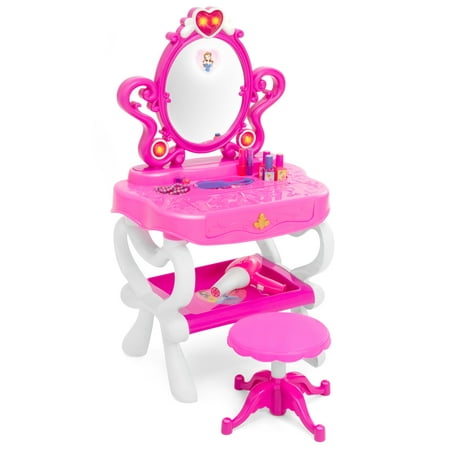 Best Choice Products Toy Vanity Set w/16 Beauty Accessories, Functional Piano Keyboard & Flashing (Best Doll For 4 Year Old)
