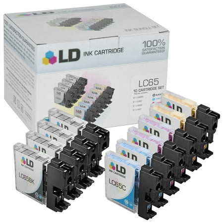 LD Brother Compatible LC65 Bulk Set of 10 High Yield Ink Cartridges: 4 Black &amp; 2 each of Cyan / Magenta / Yellow for use